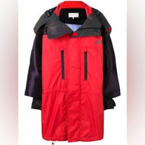 Maison Margiela Waterproof Two-tone Coat in red and black. NWT